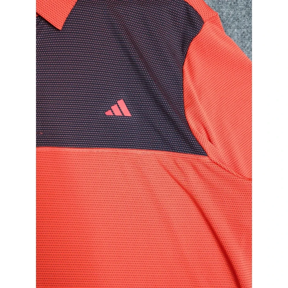 Adidas Core Colorblock Polo Shirt Mens XL Bright Red Golf Short Sleeve Sports